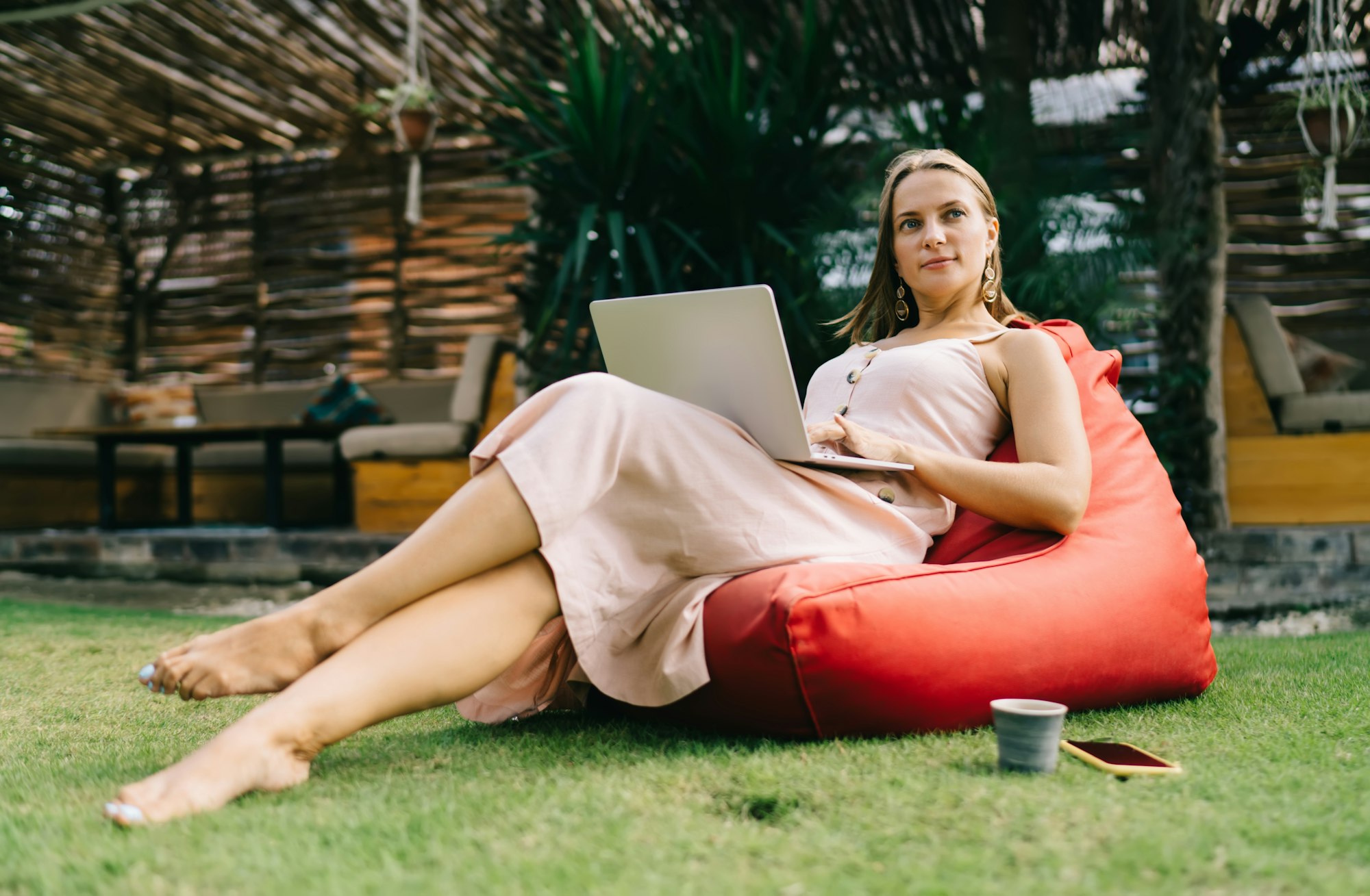 Millennial user with netbook pondering on vlog content planning